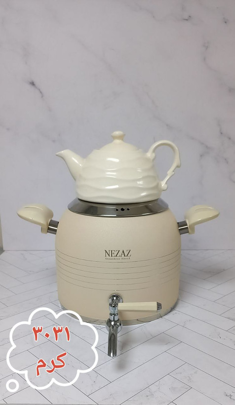 کتری و قوری نزاز طرح ترک رنگی مشکی قوری چینی کد۳۰۳۱